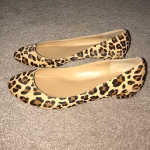 JCrew Leopard Calf hair flats Sz10